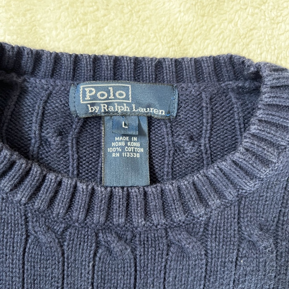 Navy blue Ralph Lauren sweater . Kids size large. Cotton.Excellent condition - Picture 3 of 4
